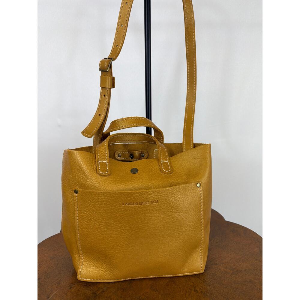 Portland Leather Goods Yellow Gold Leather Medium Crossbody Tote Bag Handbag PLG